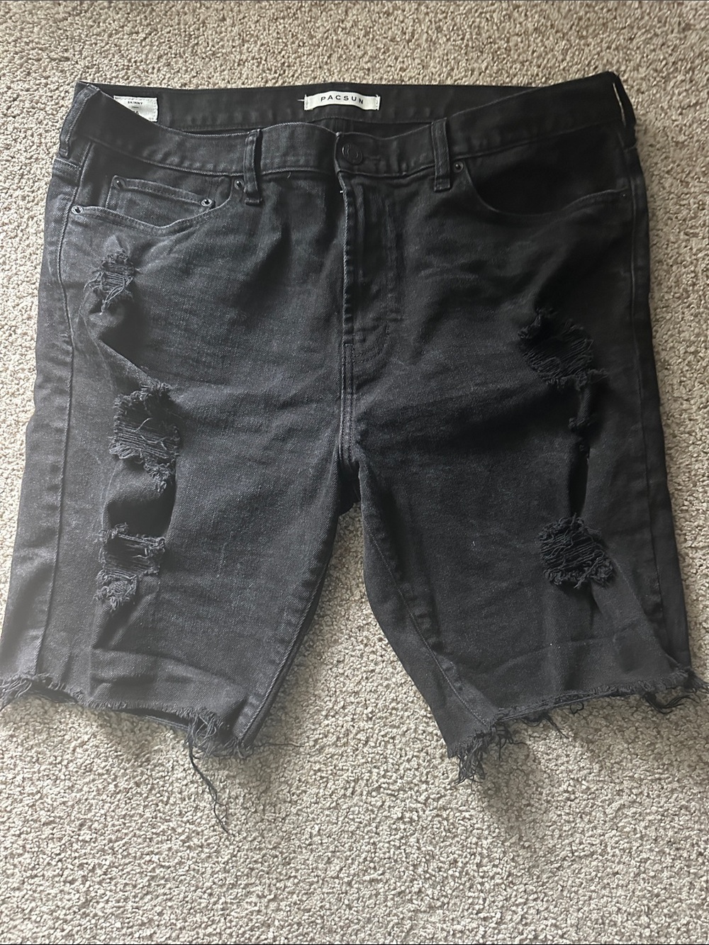 PacSun Men's Distressed Black Denim Shorts